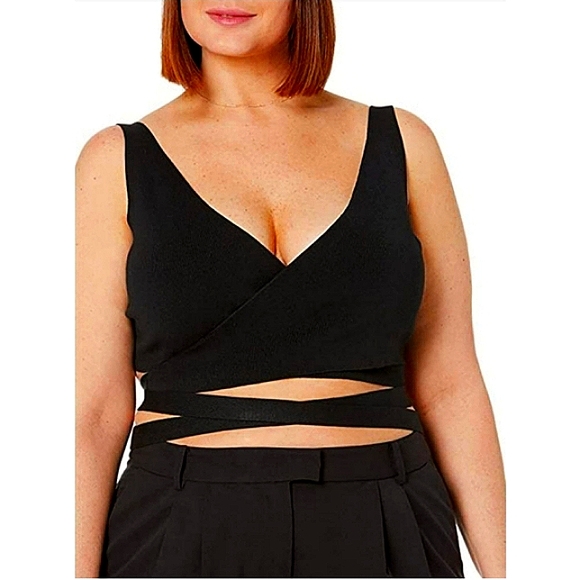 THE DROP MALIKA BLACK LIMITED EDITION WRAP AROUND SWEATER BRALETTE NWT SIZE XL - Picture 6 of 12